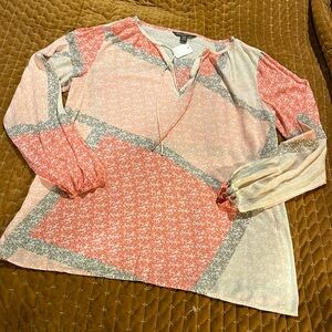 Tommy Bahama Women's Medium Orange, White, Gray, Floral, Long Sleeve, Washable